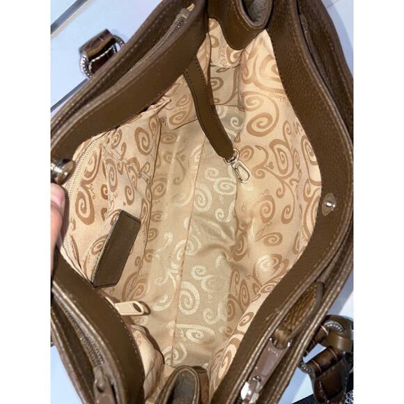 BRIGHTON LARGE BROWN PEBBLED LEATHER BRAIDED SHOULDER BAG - Picture 11 of 16